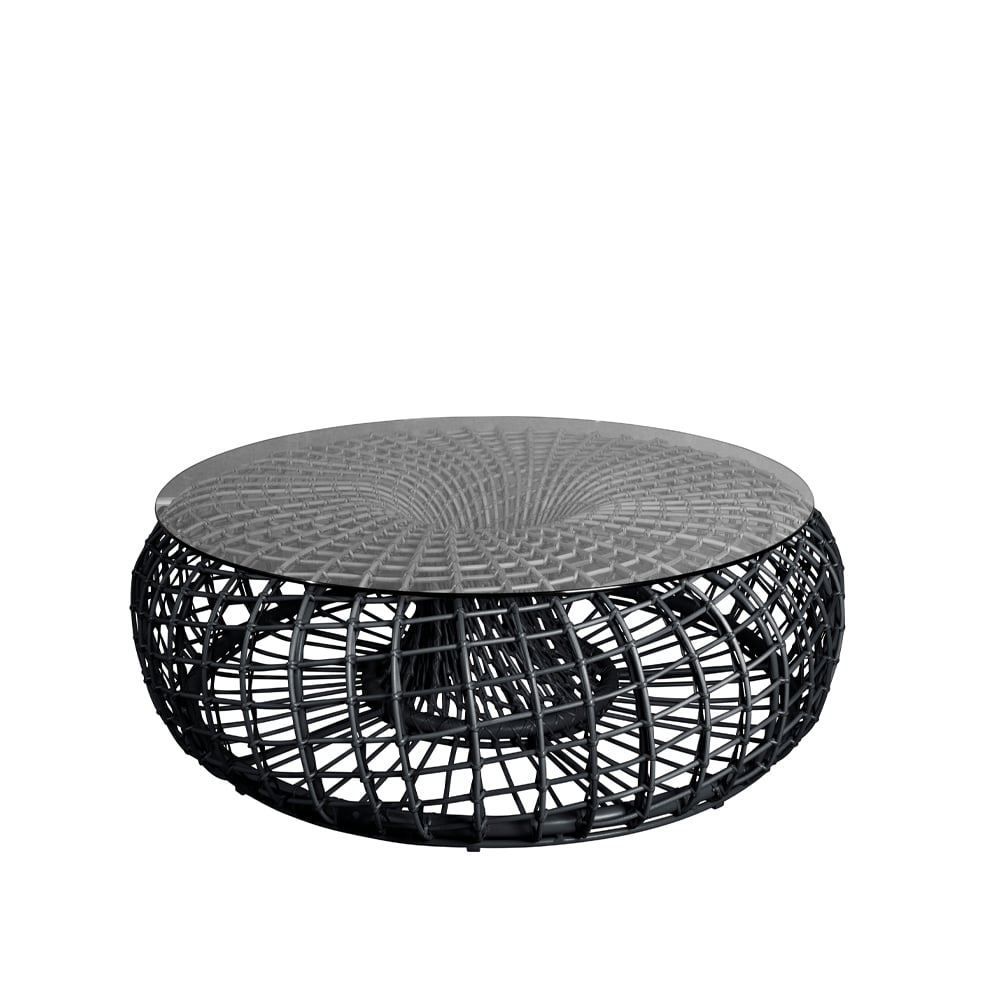 Cane-line Nest table/footstool Lava grey, large, incl. glass top