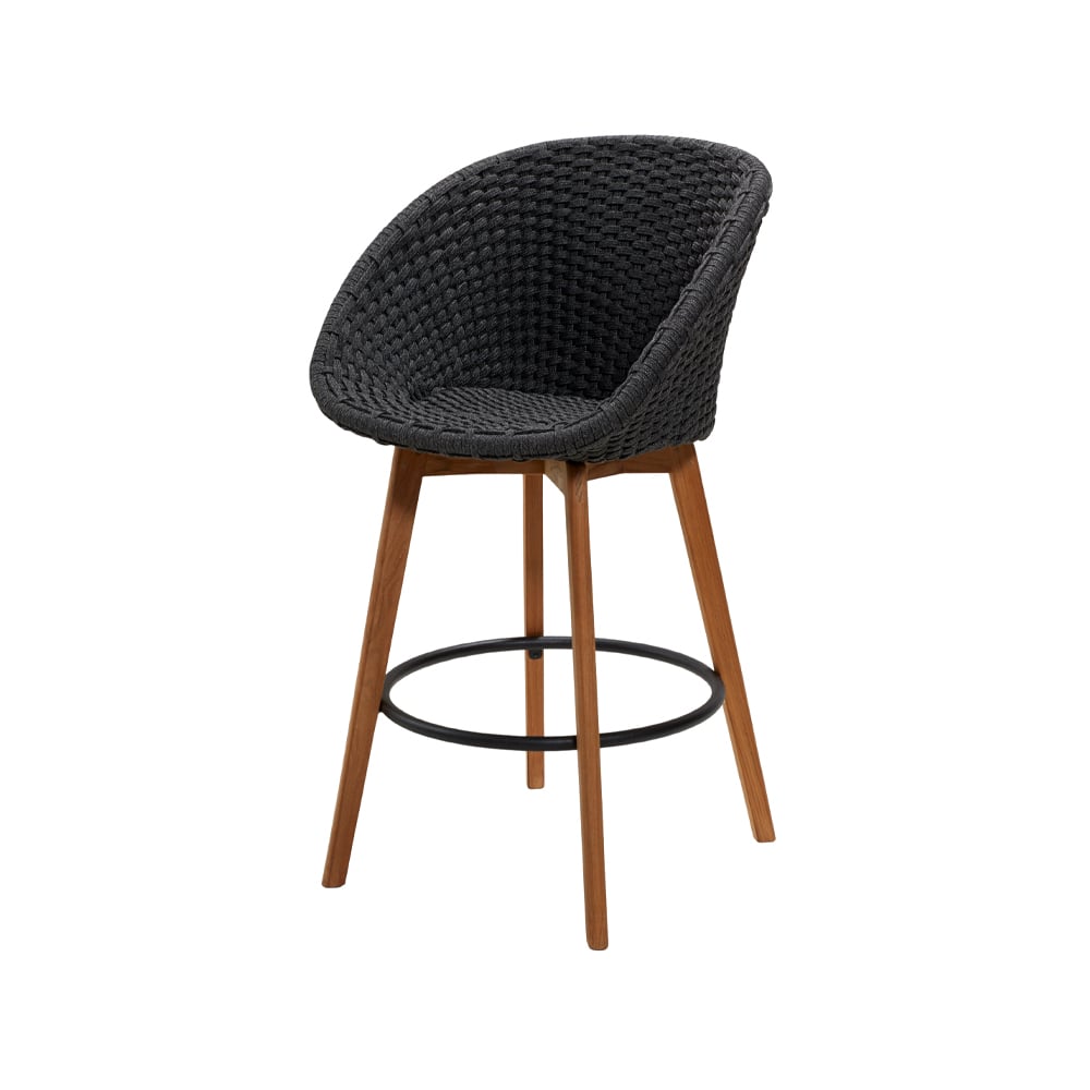 Cane-line Peacock barstool Dark grey, teak legs