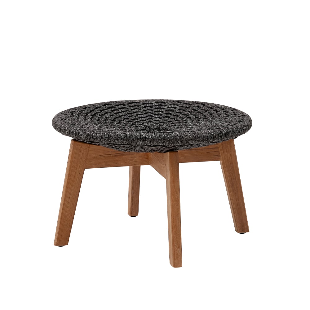 Cane-line Peacock footstool Dark grey, rope, teak legs