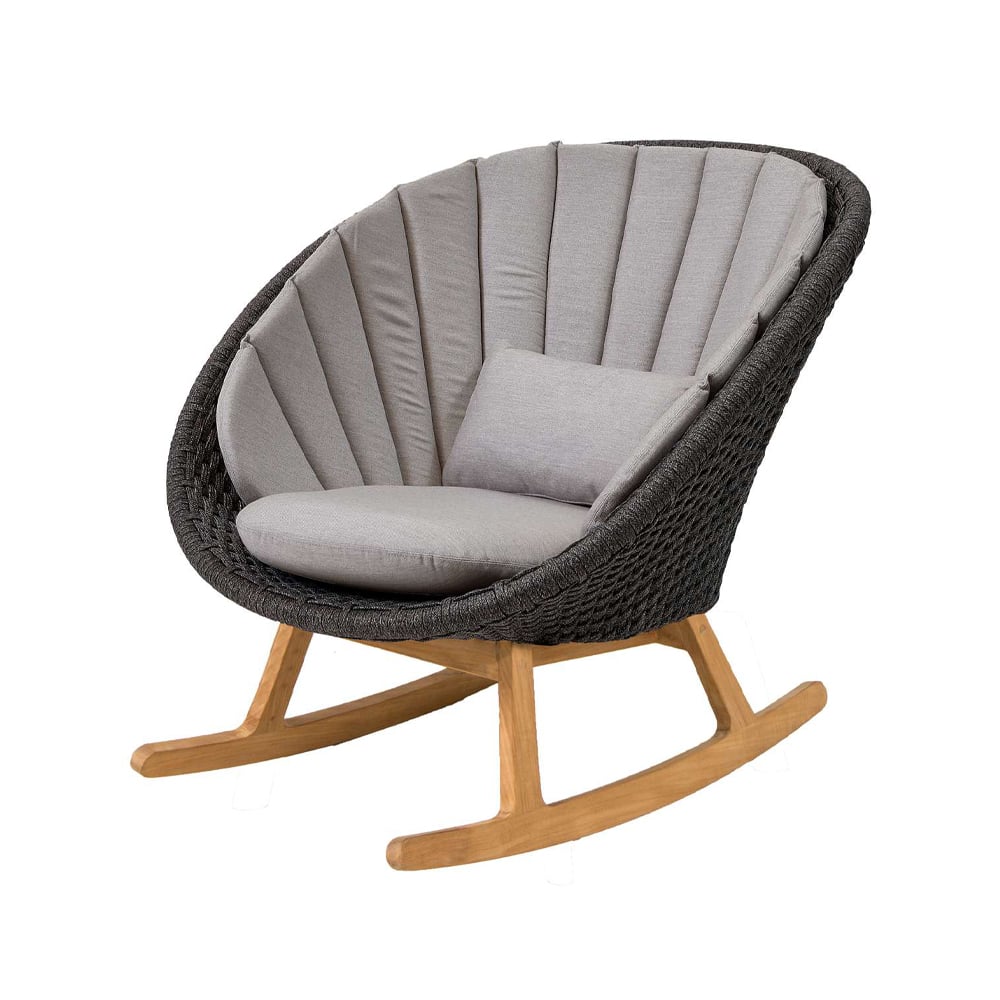 Cane-line Peacock rocking chair Cane-Line Natté grey-Cane-Line soft rope-teak