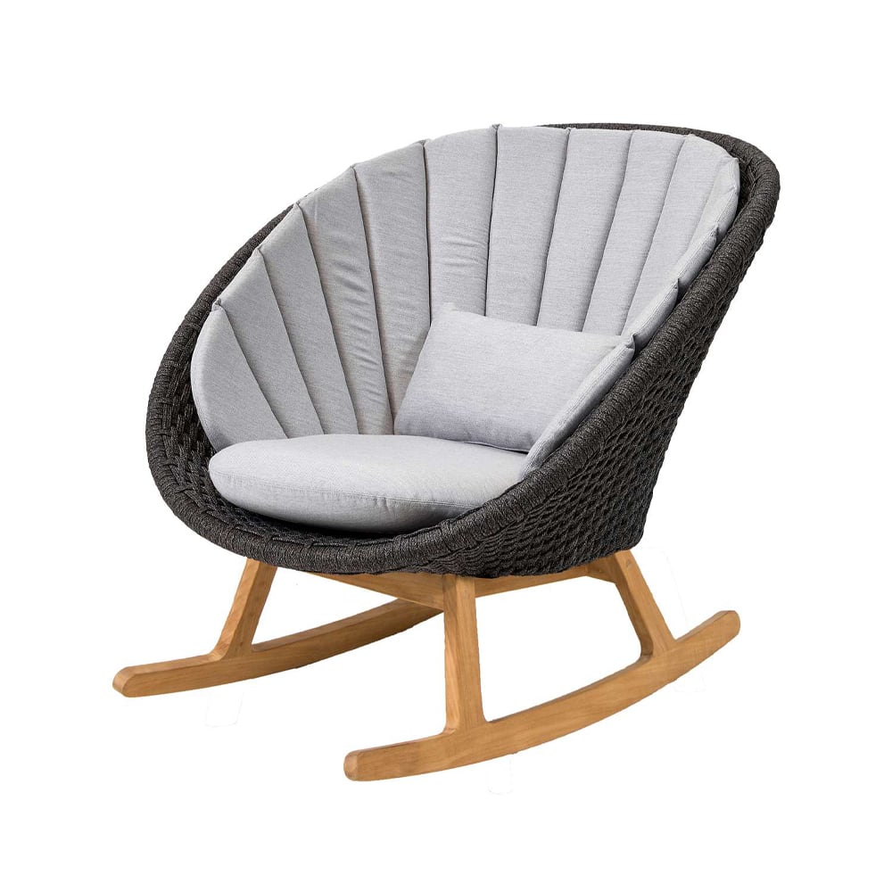 Cane-line Peacock rocking chair Cane-Line Natté light grey, Cane-Line soft rope, teak