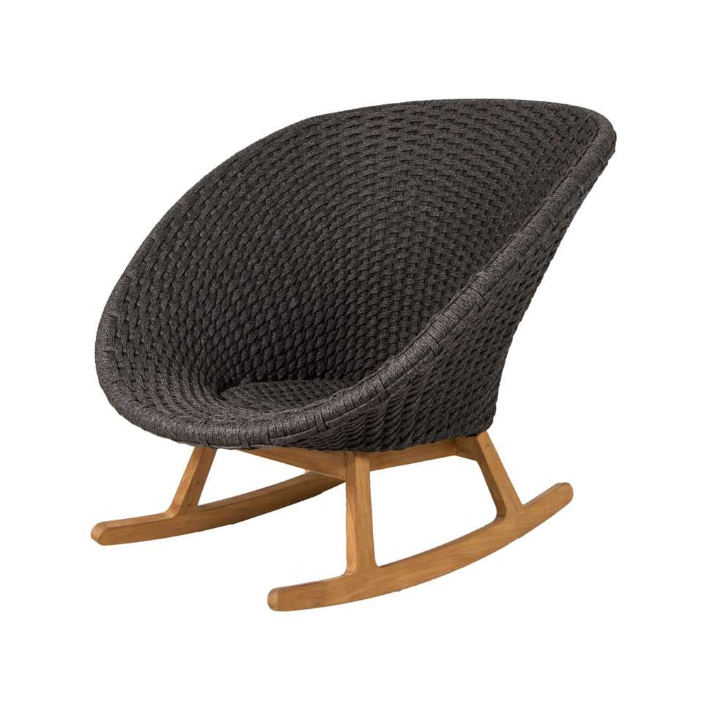 Cane-line Peacock rocking chair Dark grey, Cane-Line soft rope, teak