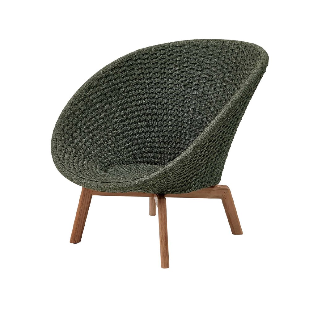 Cane-line Peacock Weave lounge chair Dark green, teak legs