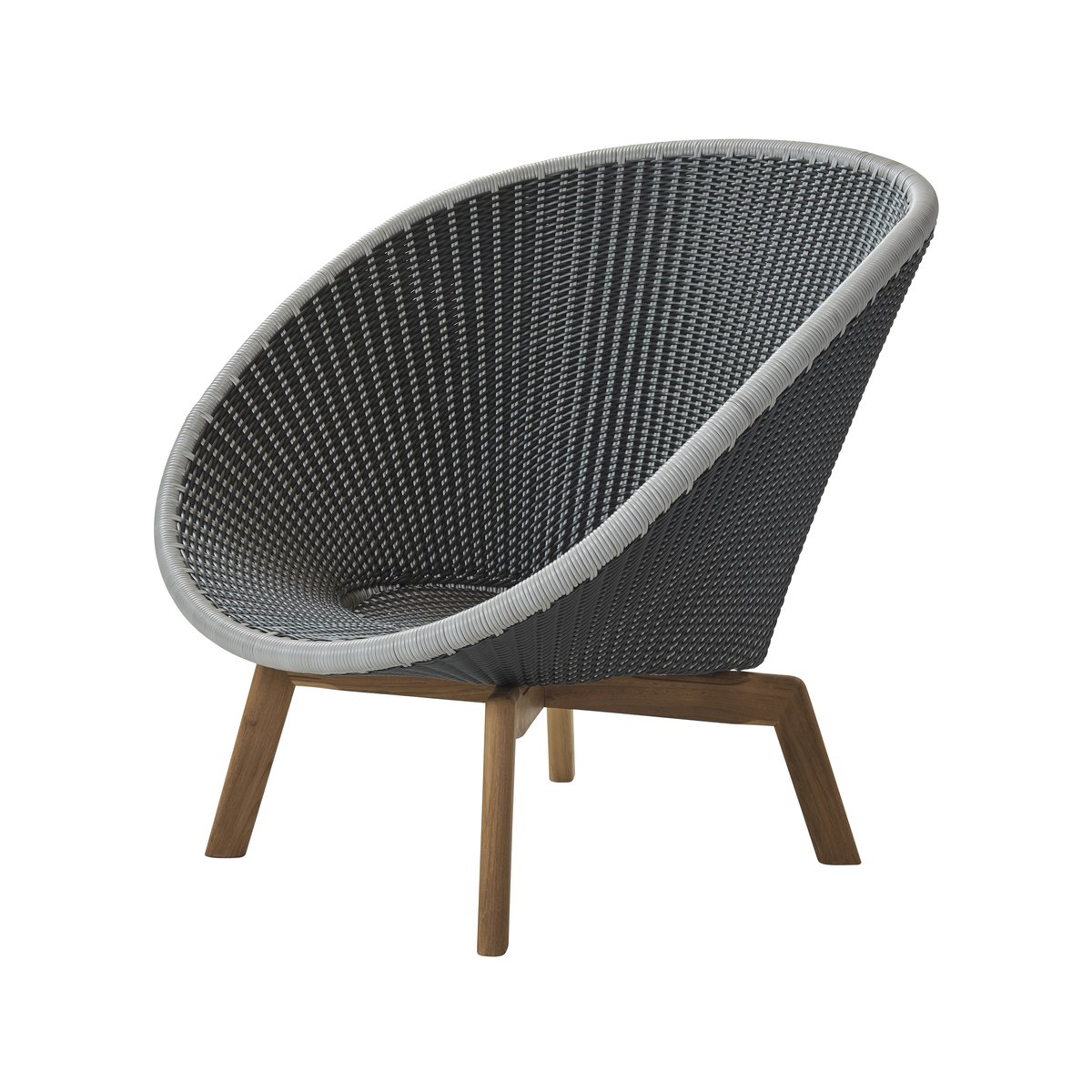 Cane-line Peacock Weave lounge chair Grey/light grey, legs in teak