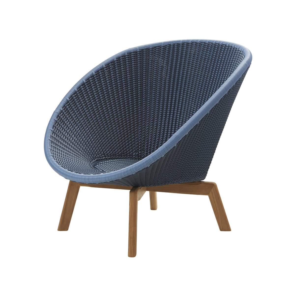 Cane-line Peacock Weave lounge chair Midnight/dusty blue, legs in teak