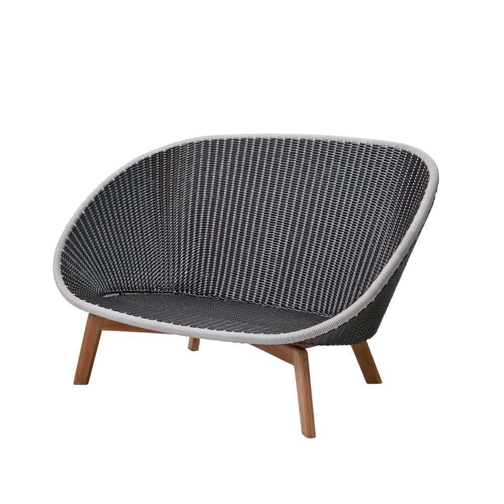 Cane-line Peacock Weave sofa 2-seater grey/light grey, teak legs