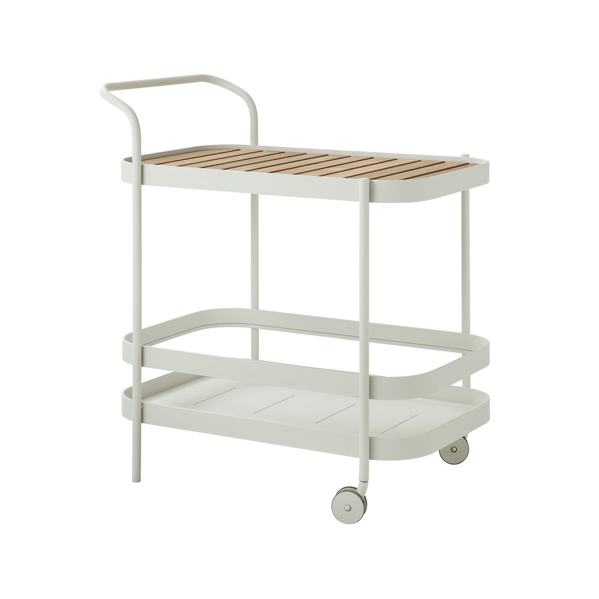 Cane-line Roll serving trolley White, incl. teak tabletop