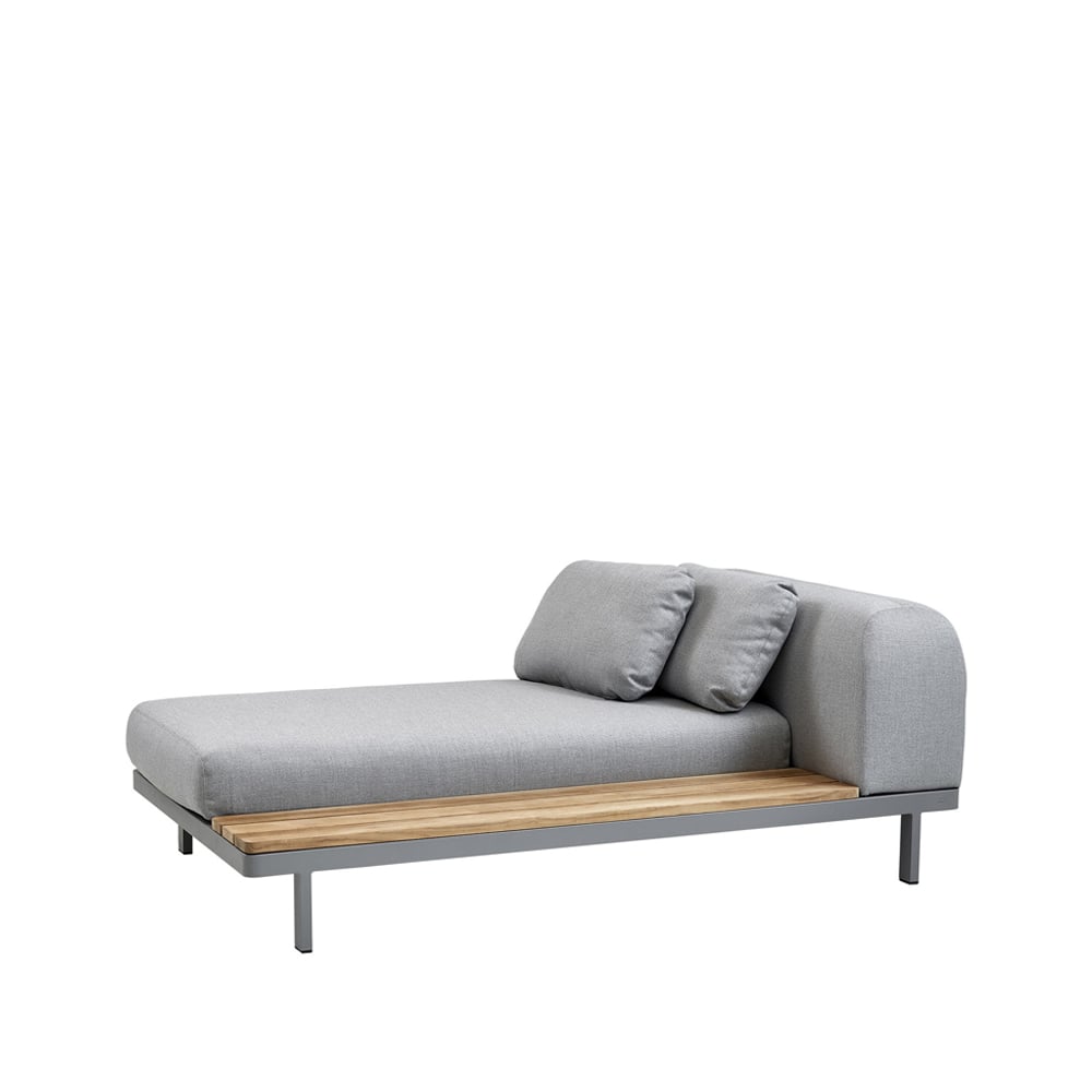 Cane-line Space chaise longue light grey Left long side panel teak-grey aluminum frame