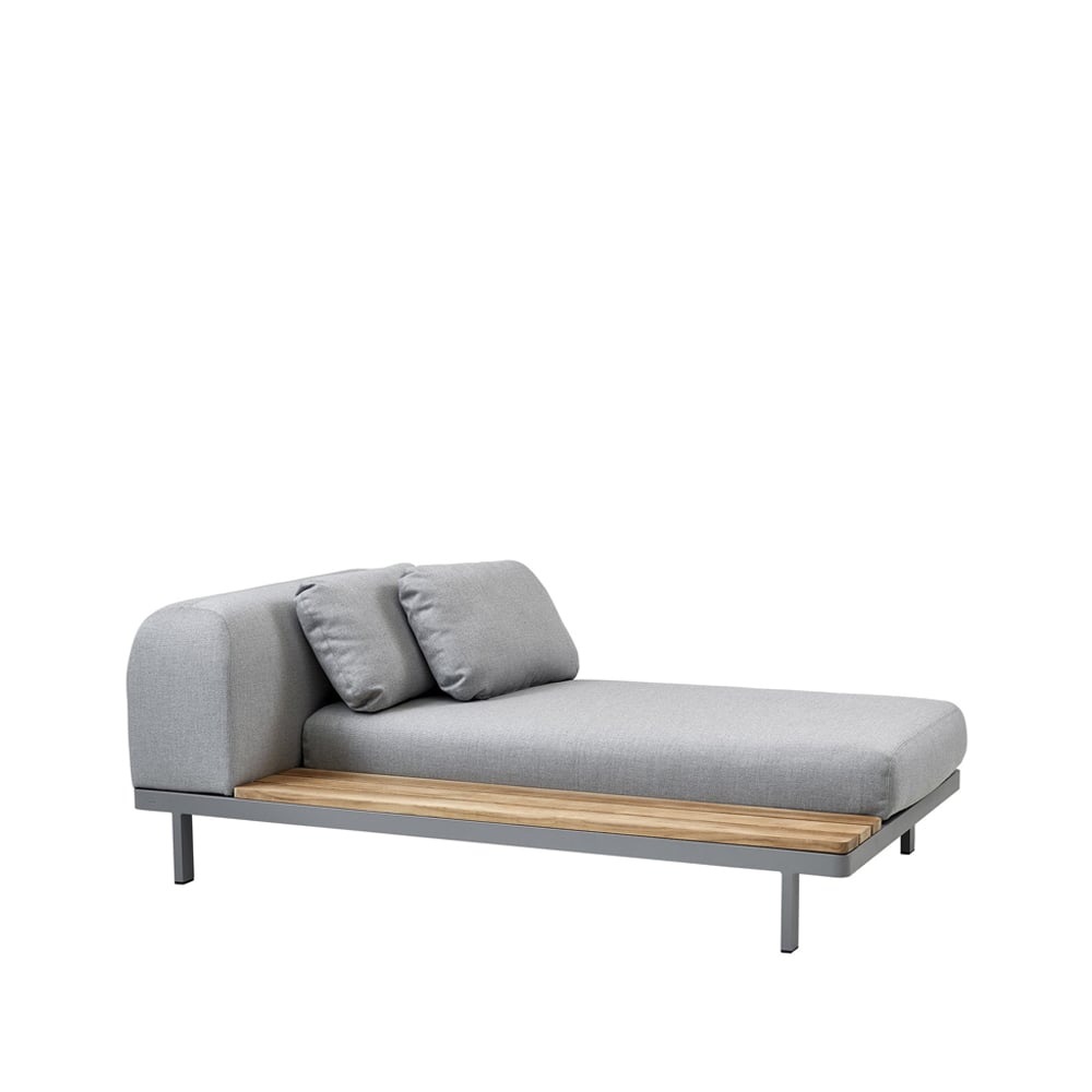 Cane-line Space chaise longue light grey Right long side panel teak-grey aluminum frame