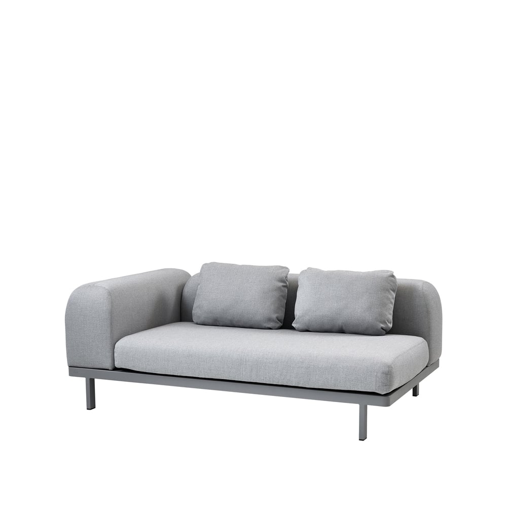 Cane-line Space modular Sofa 2-seater Light Grey Left-grey aluminum stand