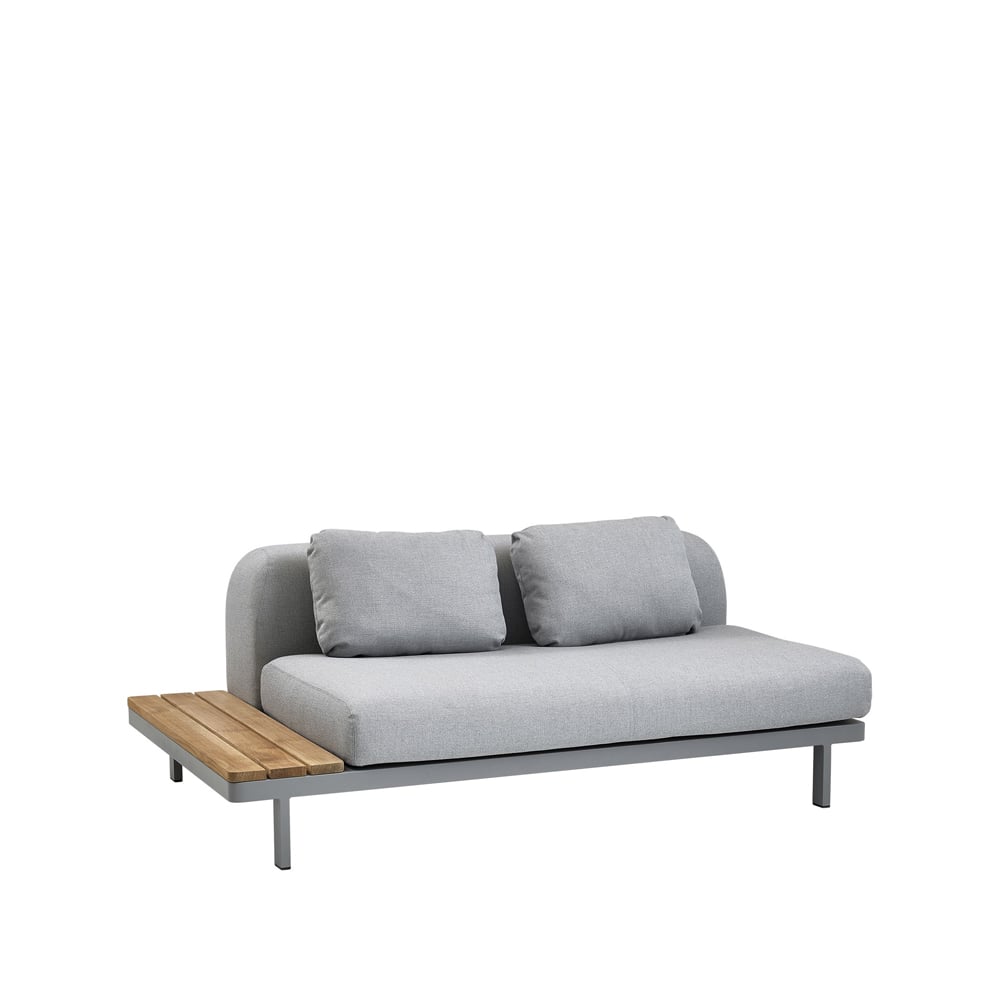 Cane-line Space modular Sofa 2-seater Light Grey Left side panel teak-grey aluminum frame