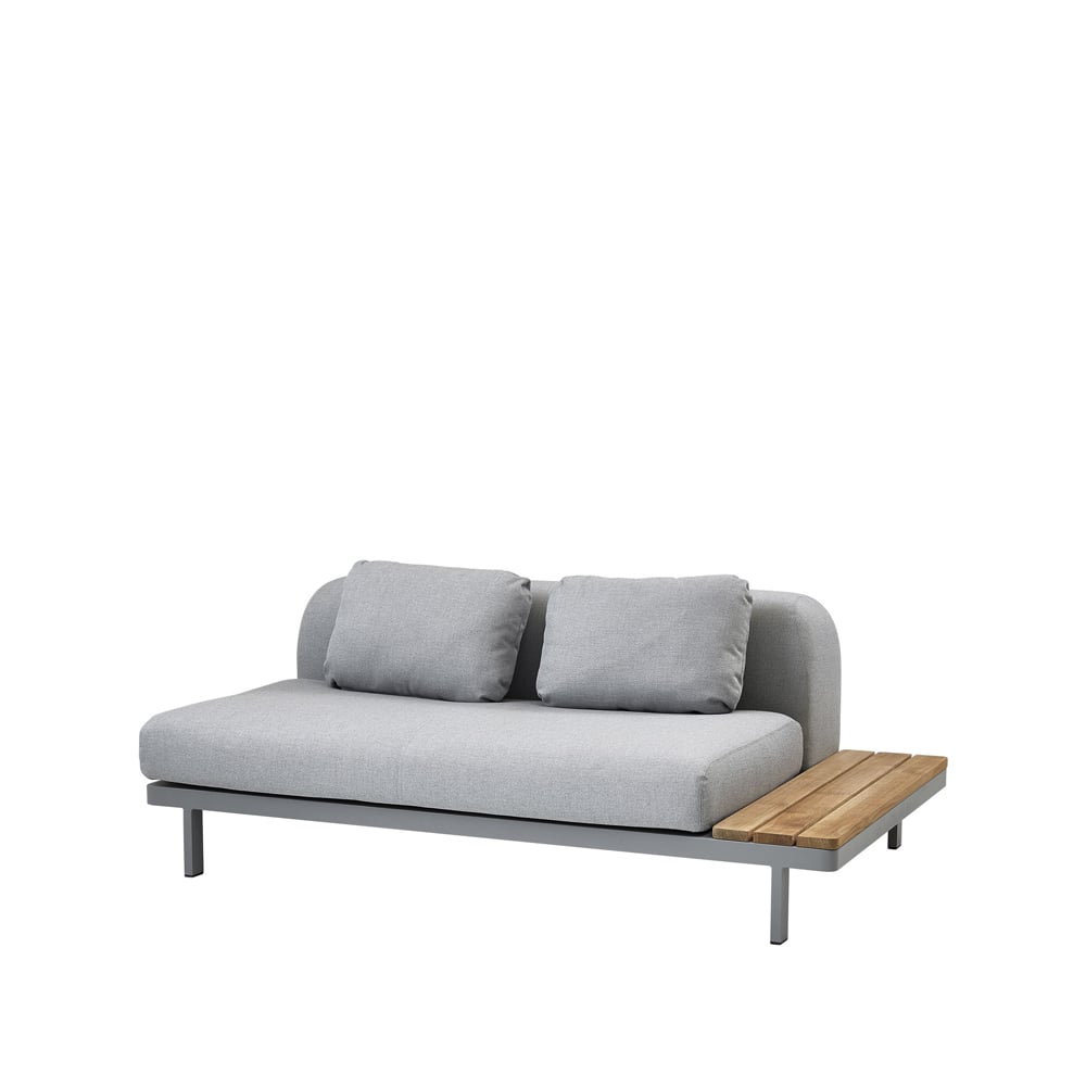 Cane-line Space modular Sofa 2-seater Light Grey Right side panel teak-grey aluminum frame