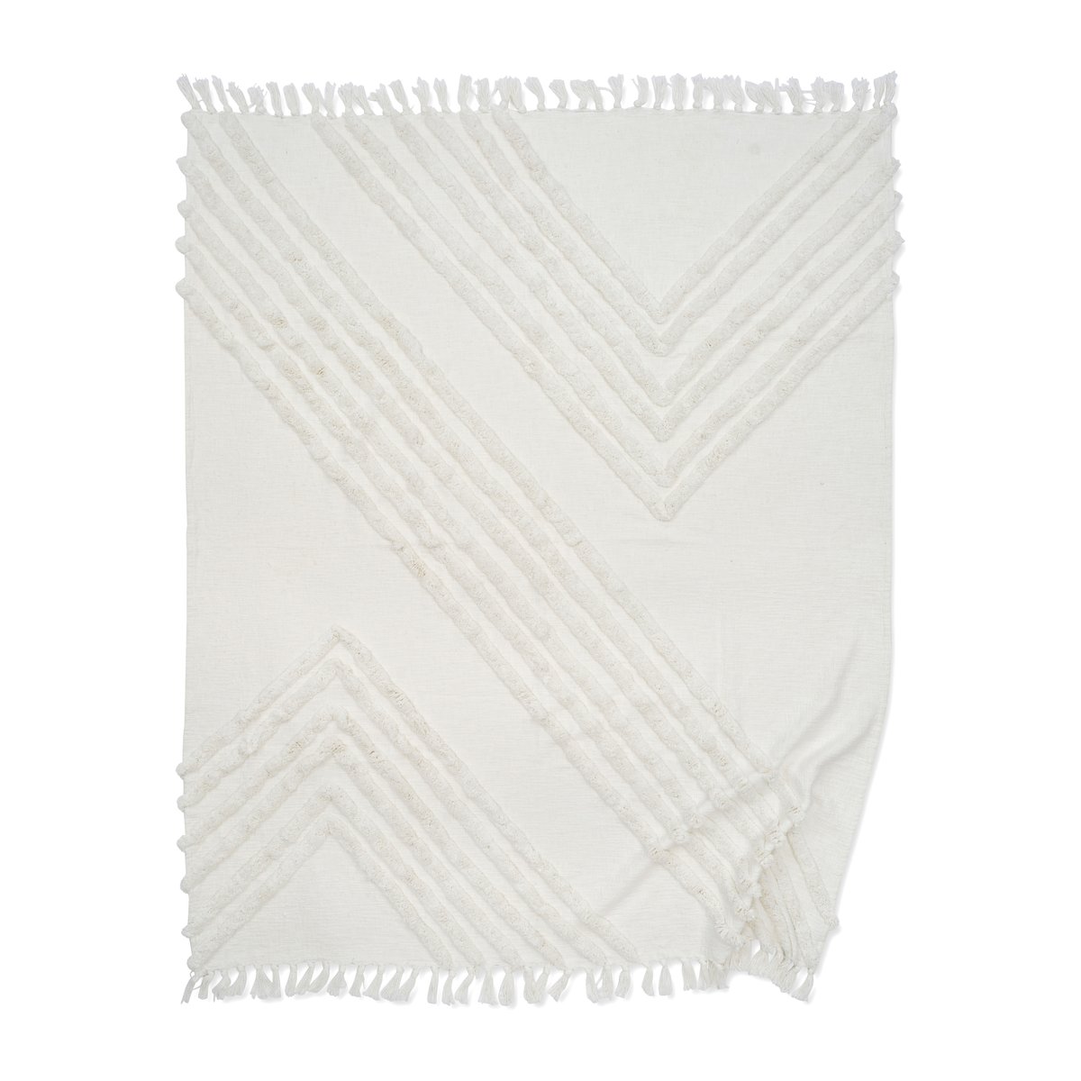 Classic Collection Edge cotton throw 130x170 cm White