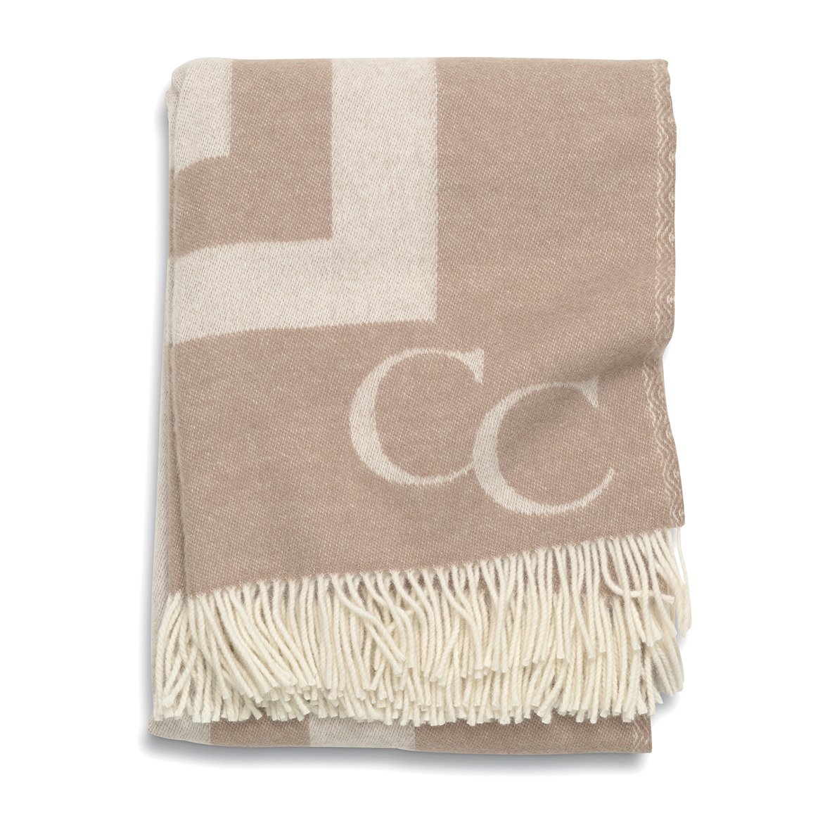 Classic Collection Monogram wool throw 130x200 cm beige