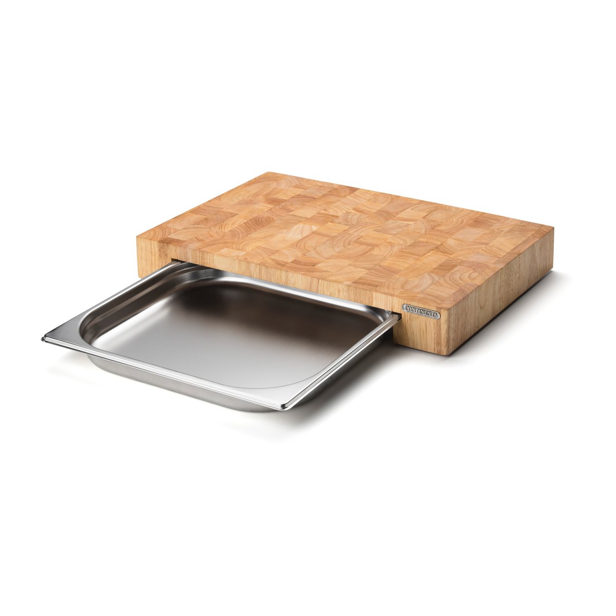 Continenta Cutting board rubber tree with 1 tray 32x48 cm