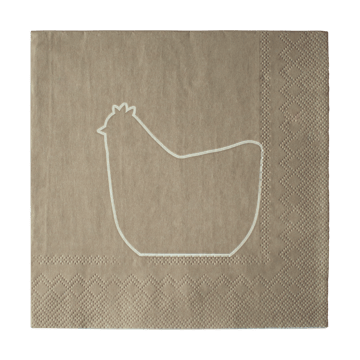 Happy hen paper napkin 33x33 cm 20-pack - Brown - DBKD