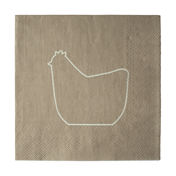 Happy hen paper napkin 33x33 cm 20-pack - Brown - DBKD