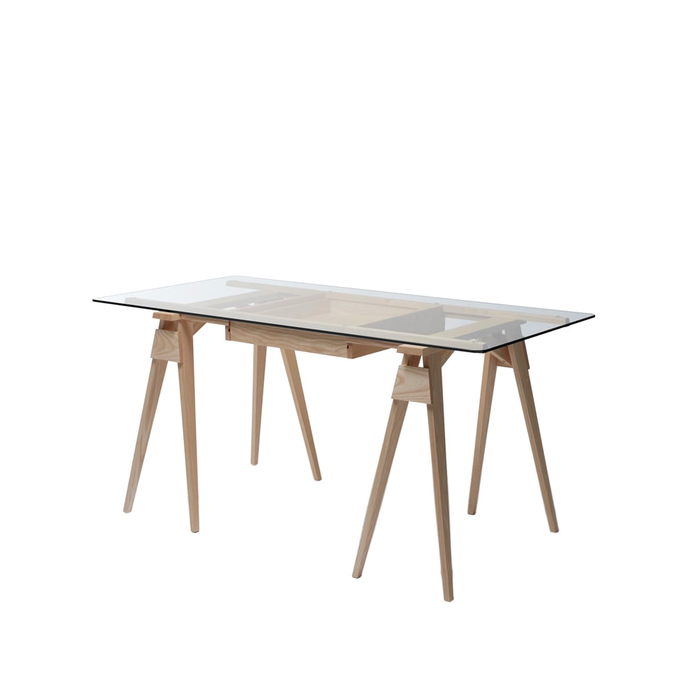 Design House Stockholm Arco desk Oak clear lacquer incl. box, glass tabletop