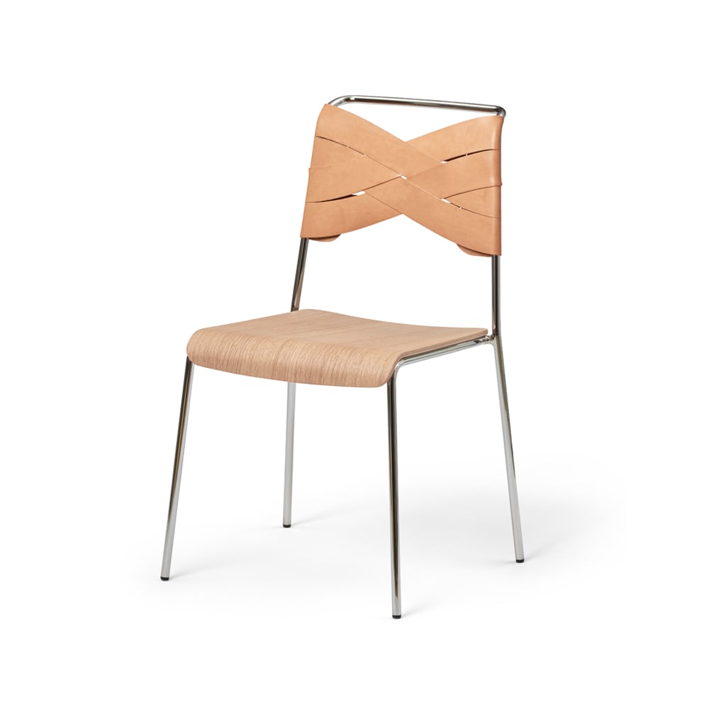 Design House Stockholm Torso Chair Oak, natural leather, chrome legs