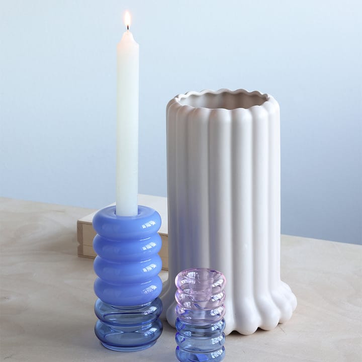 Bubble 2-in-1 vase and candle holder 13.5 cm, Blue Design Letters