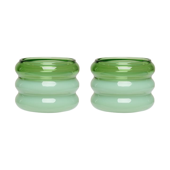 Bubble tealight holder Ø5,6 cm 2 pack, Green-milky green Design Letters