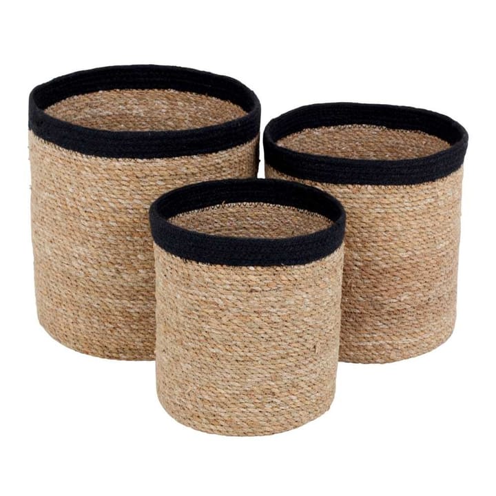 Emil basket seagrass cylinder large 3 pcs - Black - Dixie