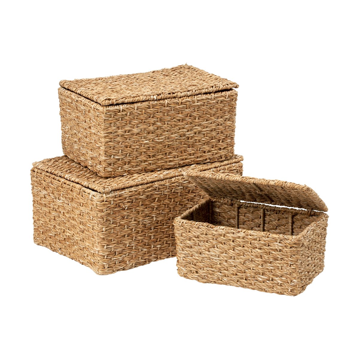 Dixie Esther storage box with lid 3 pieces Natural