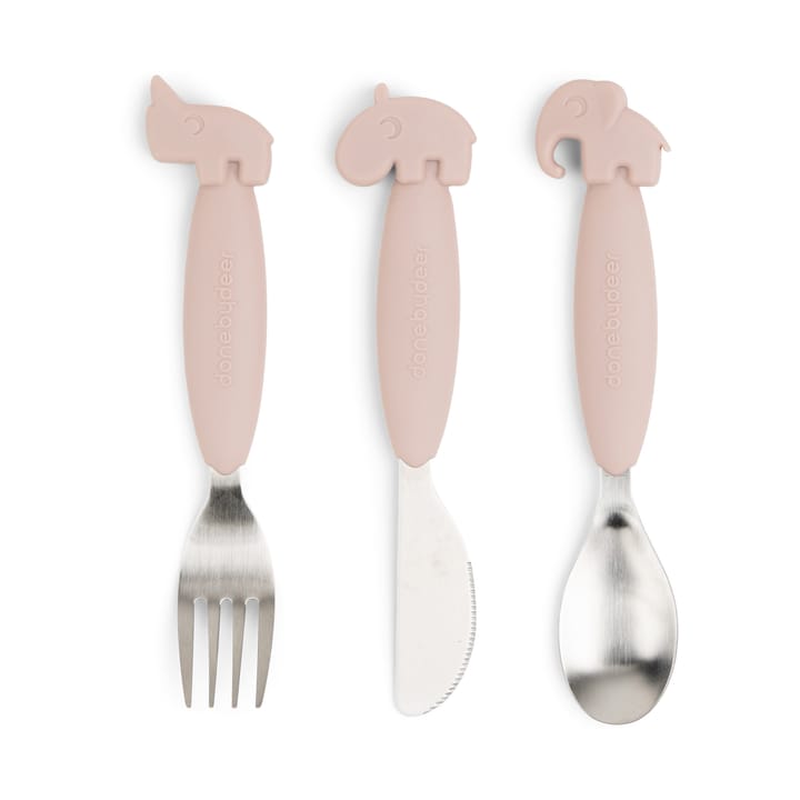 Deer Friends Easy-grip cutlery set 3 pieces - Powder - Done by deer