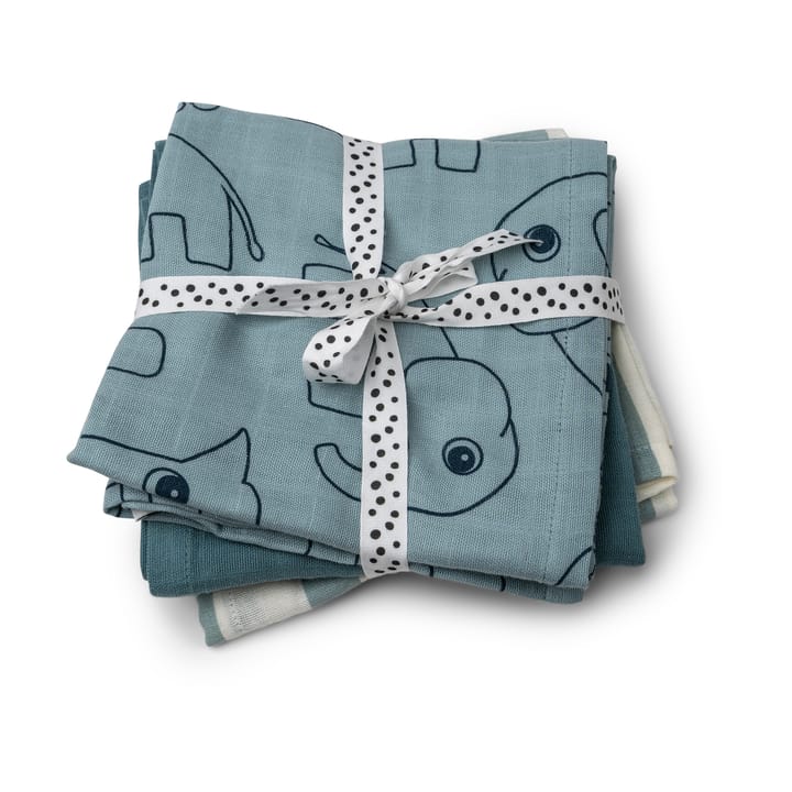 Deer Friends washcloth 3-pack, Blue Done by deer