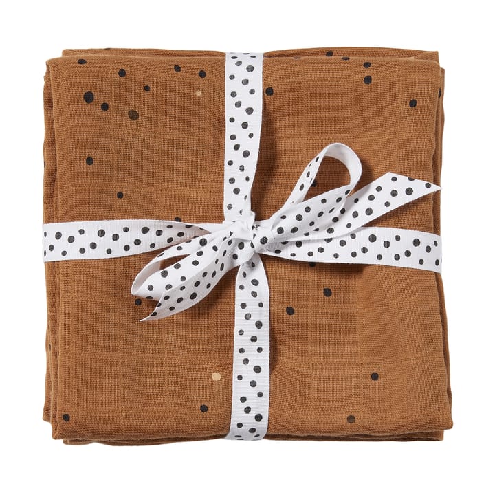 Dreamy Dots baby blanket 120x120 cm 2-pack, Mustard Done by deer