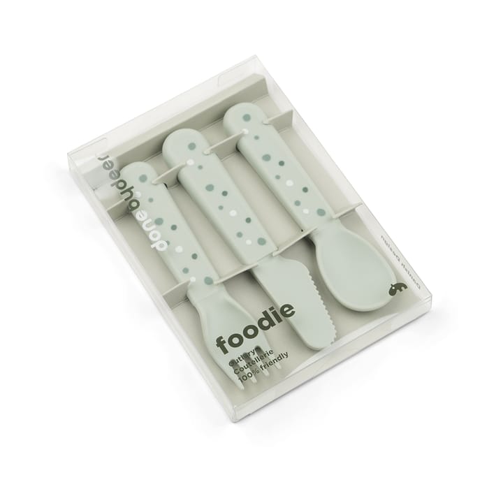 Happy Dots foodie cutlery set 3 pieces, Green Done by deer