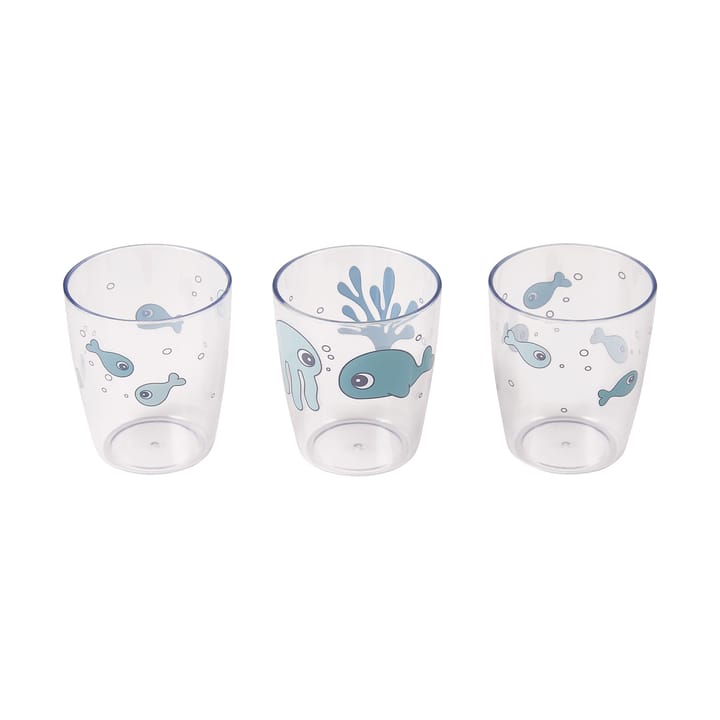 Sea Friends Yummy Mini Glasses 3-Pack 12 cl, Blue Done by deer