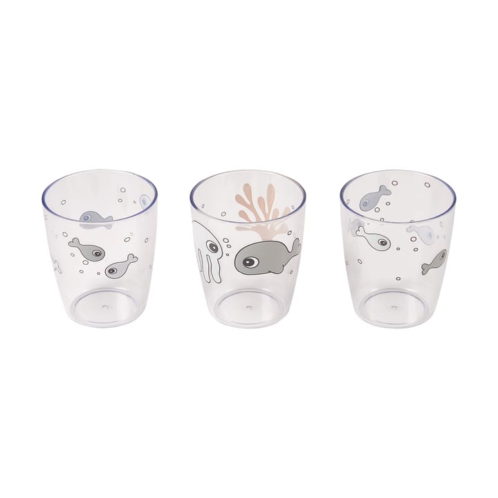 Sea Friends Yummy Mini Glasses 3-Pack 12 cl - Mustard grey - Done by deer