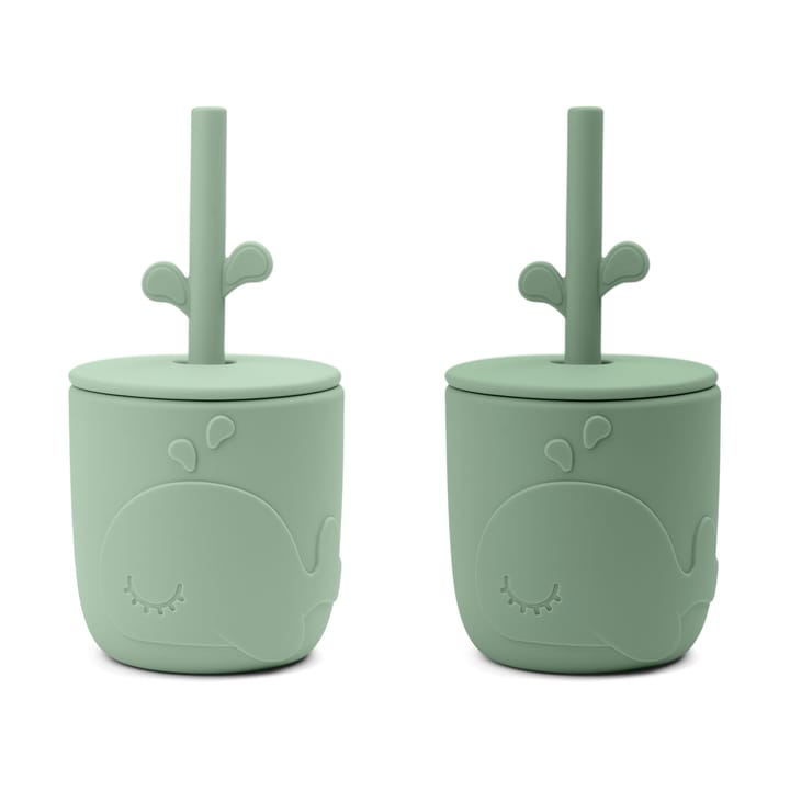 Wally mug with peekaboo straw 2-pack., Green Done by deer