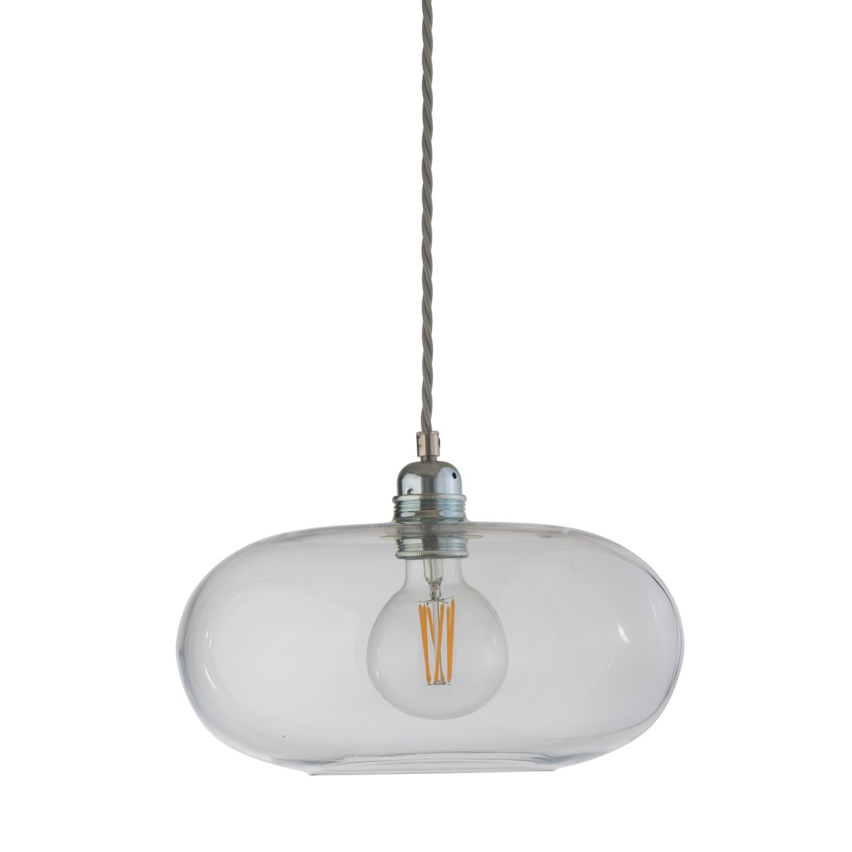 EBB & FLOW Horizon ceiling lamp Ø 29 cm clear + silver-coloured cord