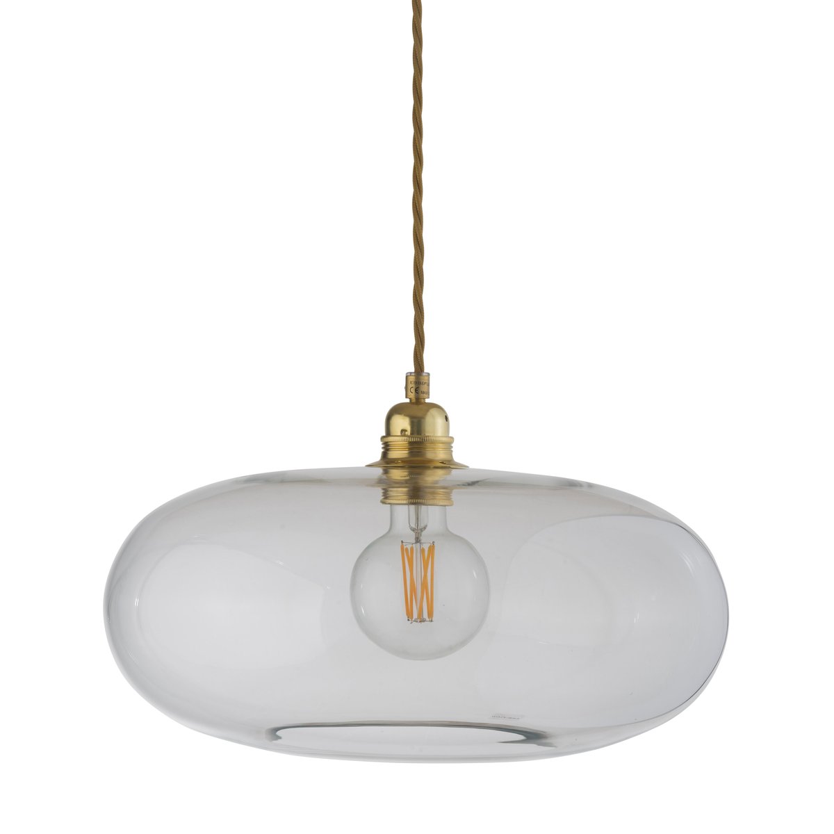 EBB & FLOW Horizon ceiling lamp Ø 36 cm clear + gold-coloured cord