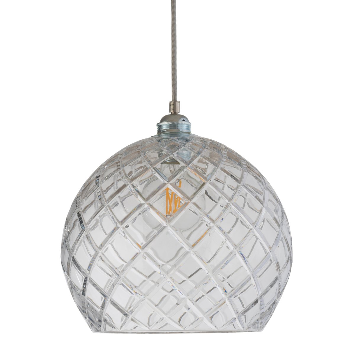 EBB & FLOW Rowan ceiling lamp Chrystal Ø 28 cm medium + silver-coloured cord