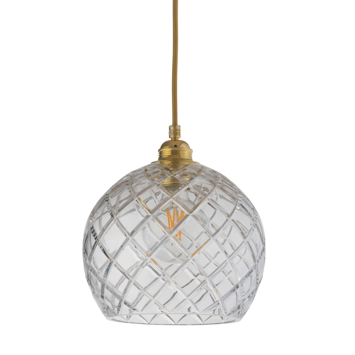 EBB & FLOW Rowan ceiling lamp Crystal Ø 22 cm medium + gold-coloured cord