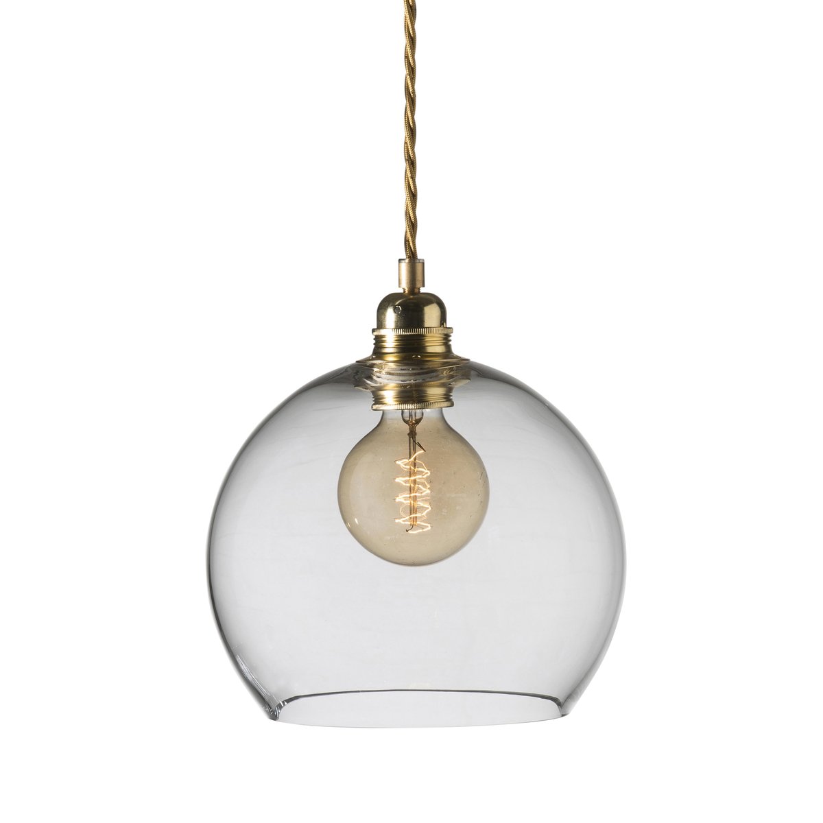 EBB & FLOW Rowan pendant lamp M, Ø 22 cm clear, gold cord