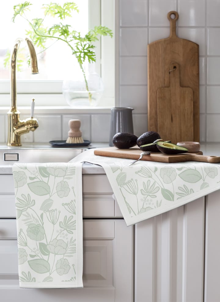 Grönska kitchen towel 35x50 cm, Green-white Ekelund Linneväveri