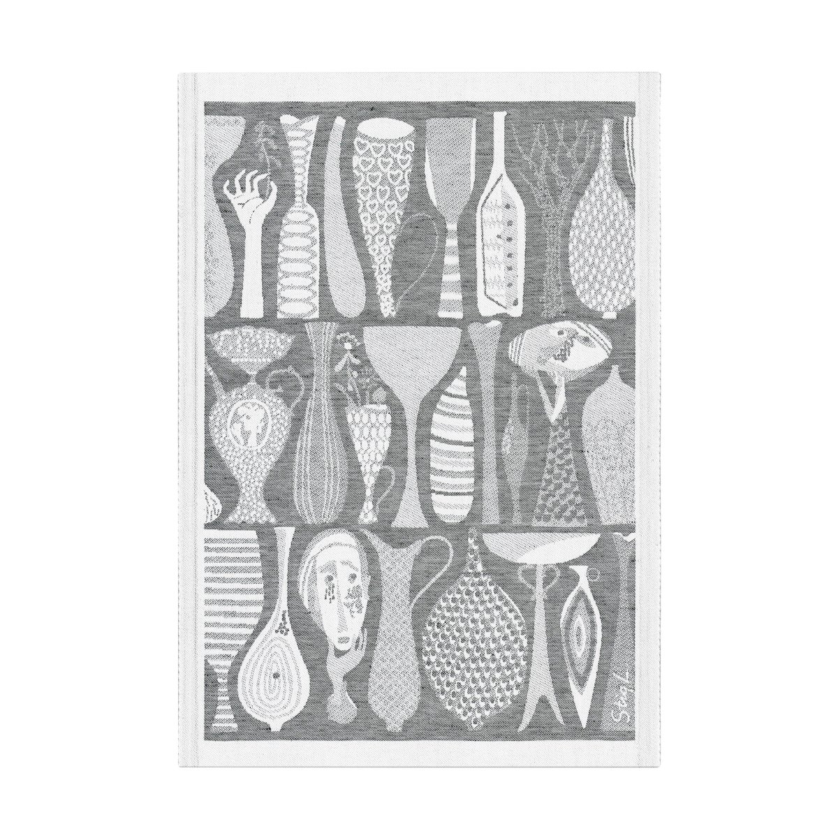 Ekelund Linneväveri Pottery kitchen towel 35x50 cm Black