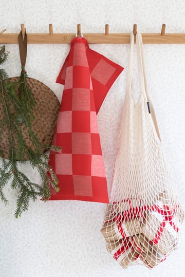 Schack kitchen towel red - 35x50 cm - Ekelund Linneväveri