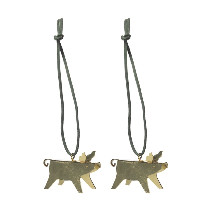 Ernst Christmas ornaments pig 2-pack - Brass 7 cm - ERNST