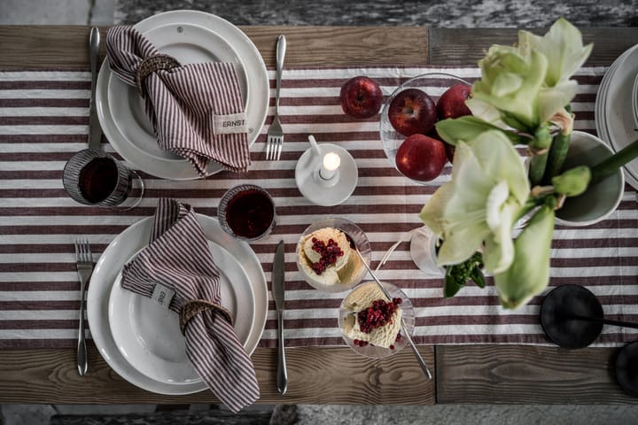 Ernst table runner wide stripes 45x150 - Red-white - ERNST