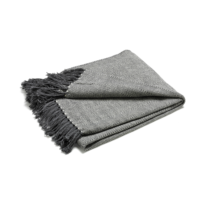 Fishbone Thick Thread Knitted Blanket, 51*63in / Dark Gray