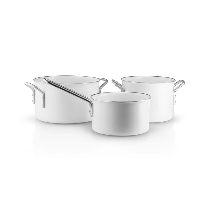 Eva Trio White Line Slip-Let ceramic cookware set 3 pieces, Stainless steel Eva Solo