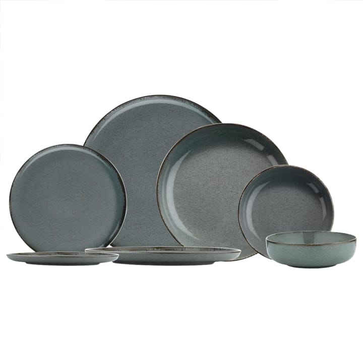 Evora porcelain set rounded edge 24 pieces - Gray-blue - Evora