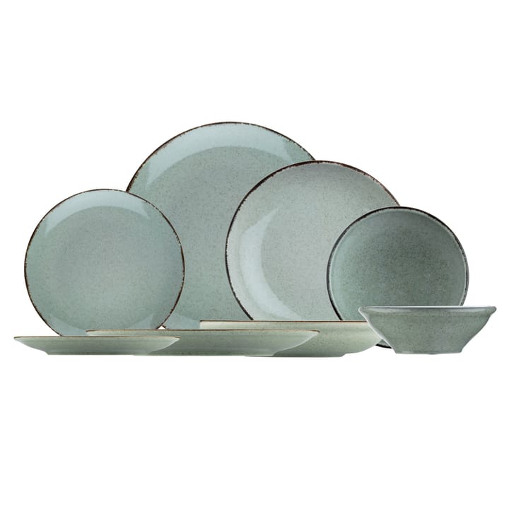 Evora porcelain set straight edge 24 pieces - Green - Evora