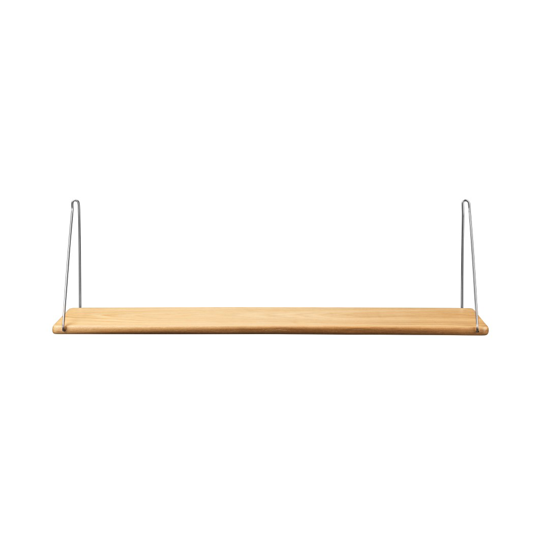 FDB Møbler B145 Shelf w/brackets shelf 20x90 cm oak nature-brushed stainless