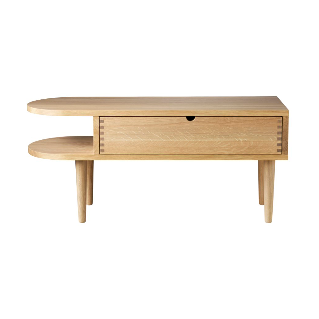 FDB Møbler F24 Radius bench Oak nature lacquered 35x90 cm